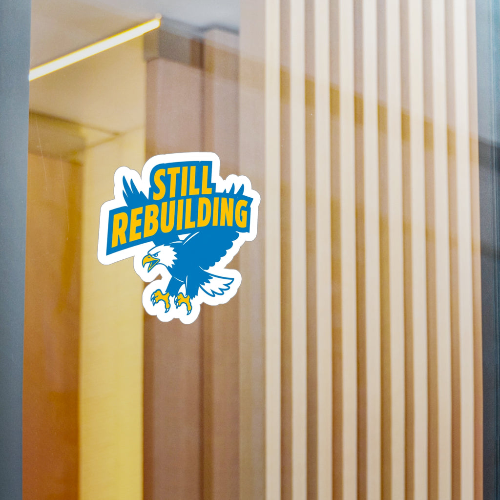 West Coast Eagles “Still Rebuilding” Sticker – Blue & Gold AFL Fan Decal