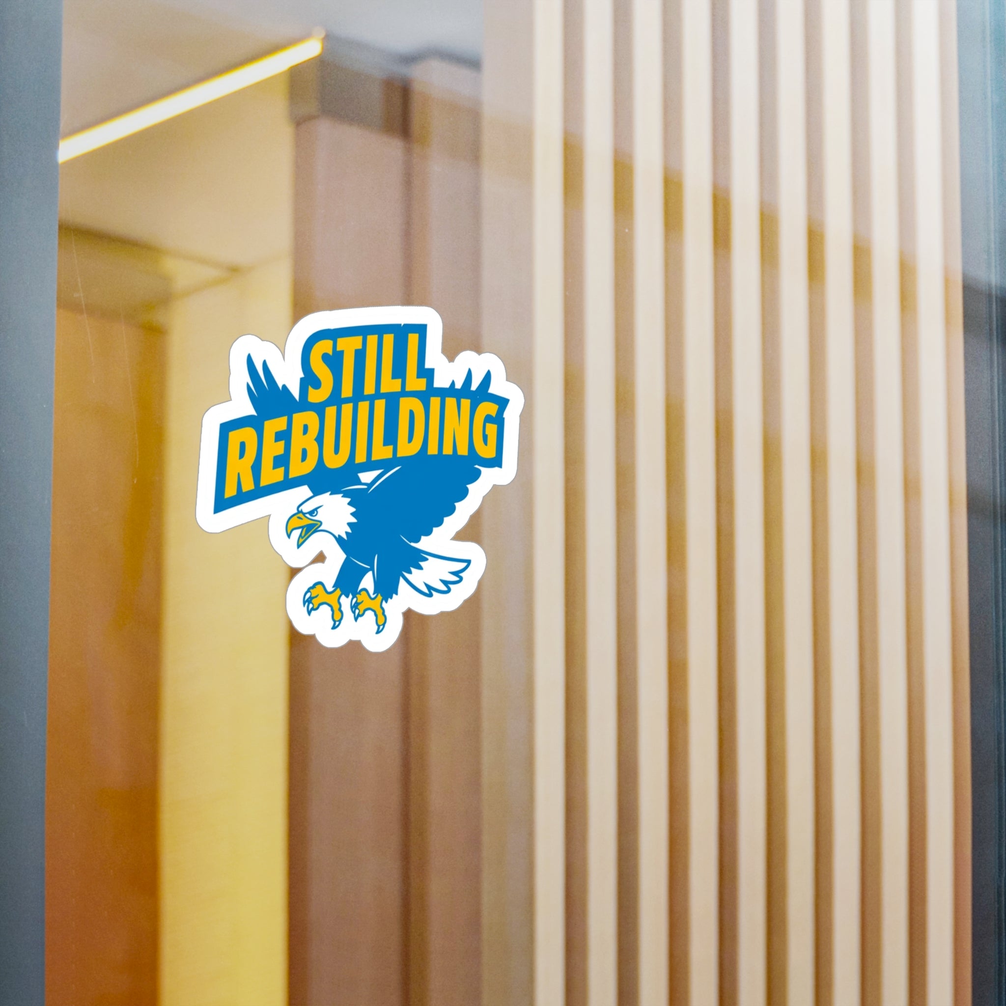 West Coast Eagles “Still Rebuilding” Sticker – Blue & Gold AFL Fan Decal