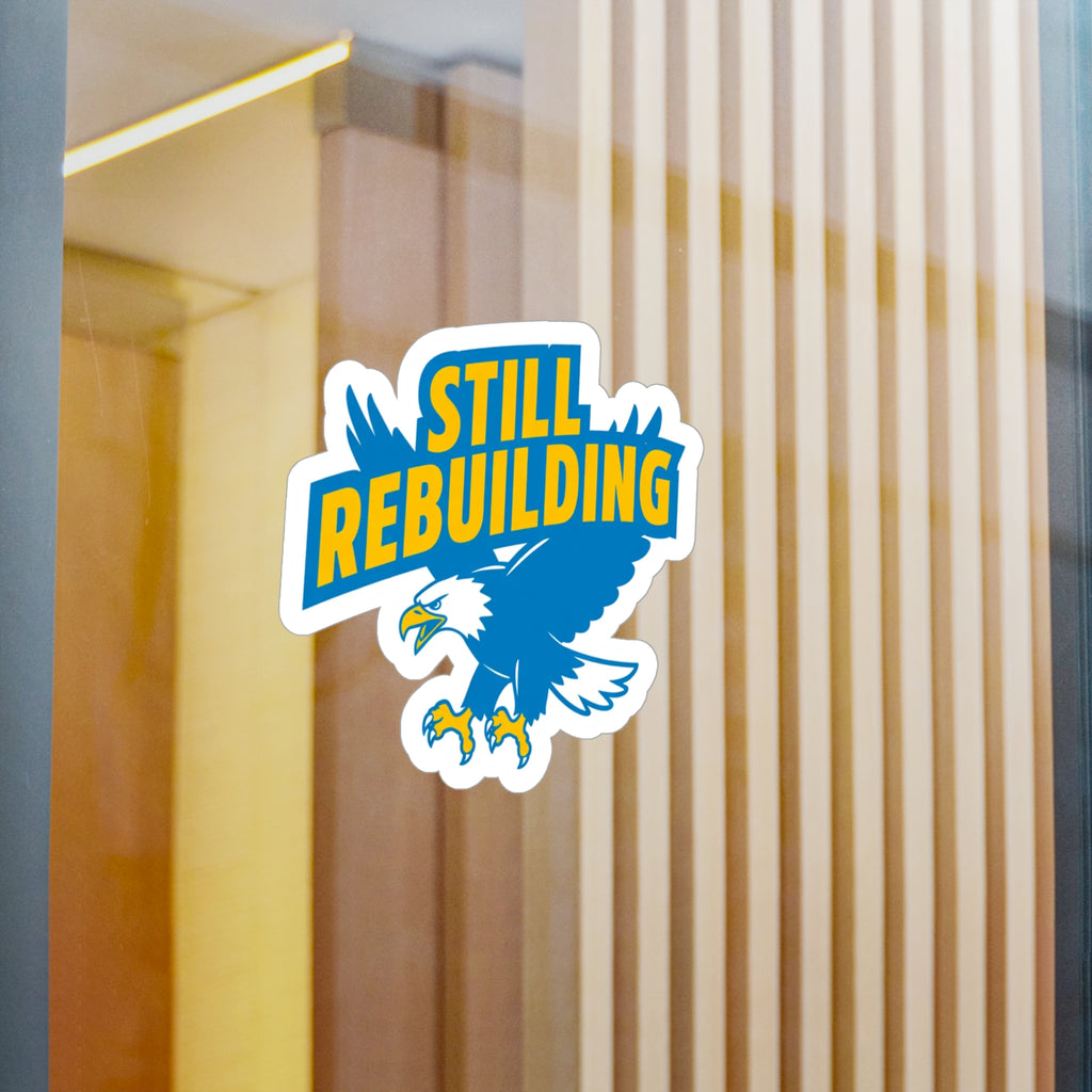 West Coast Eagles “Still Rebuilding” Sticker – Blue & Gold AFL Fan Decal