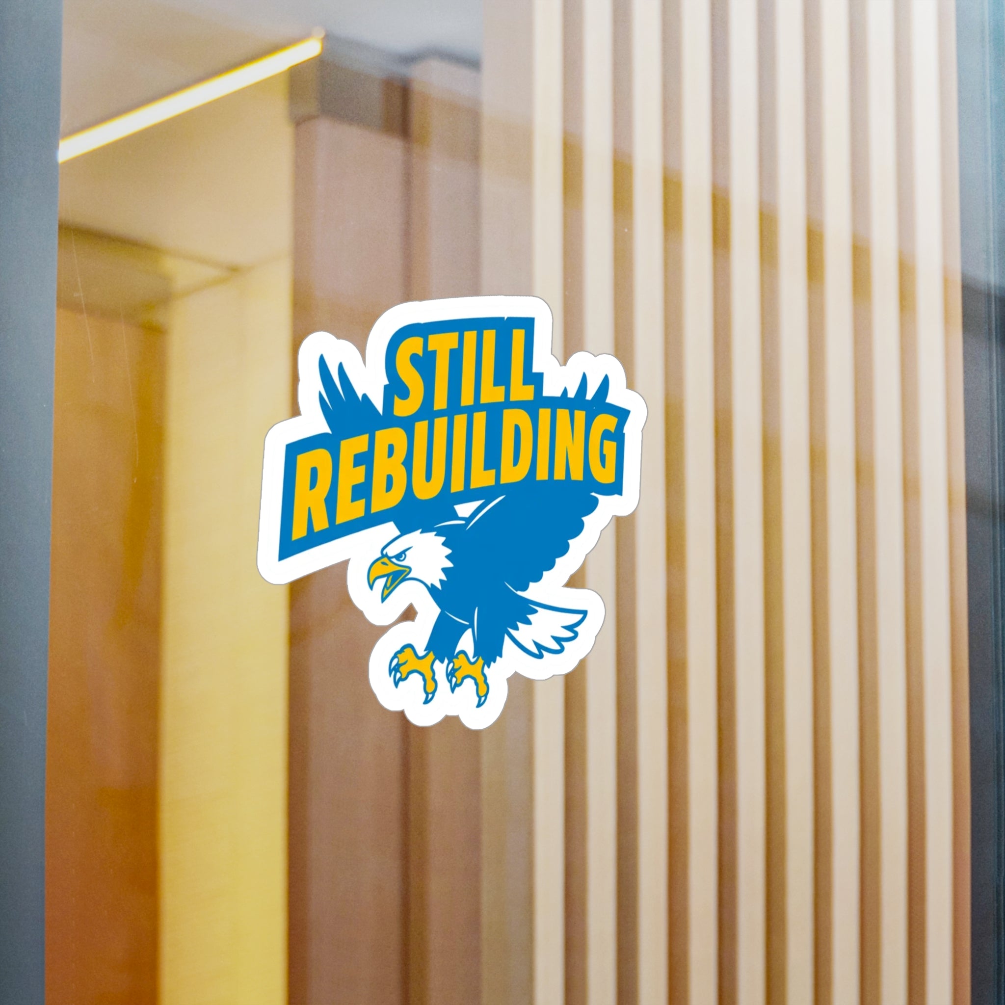 West Coast Eagles “Still Rebuilding” Sticker – Blue & Gold AFL Fan Decal