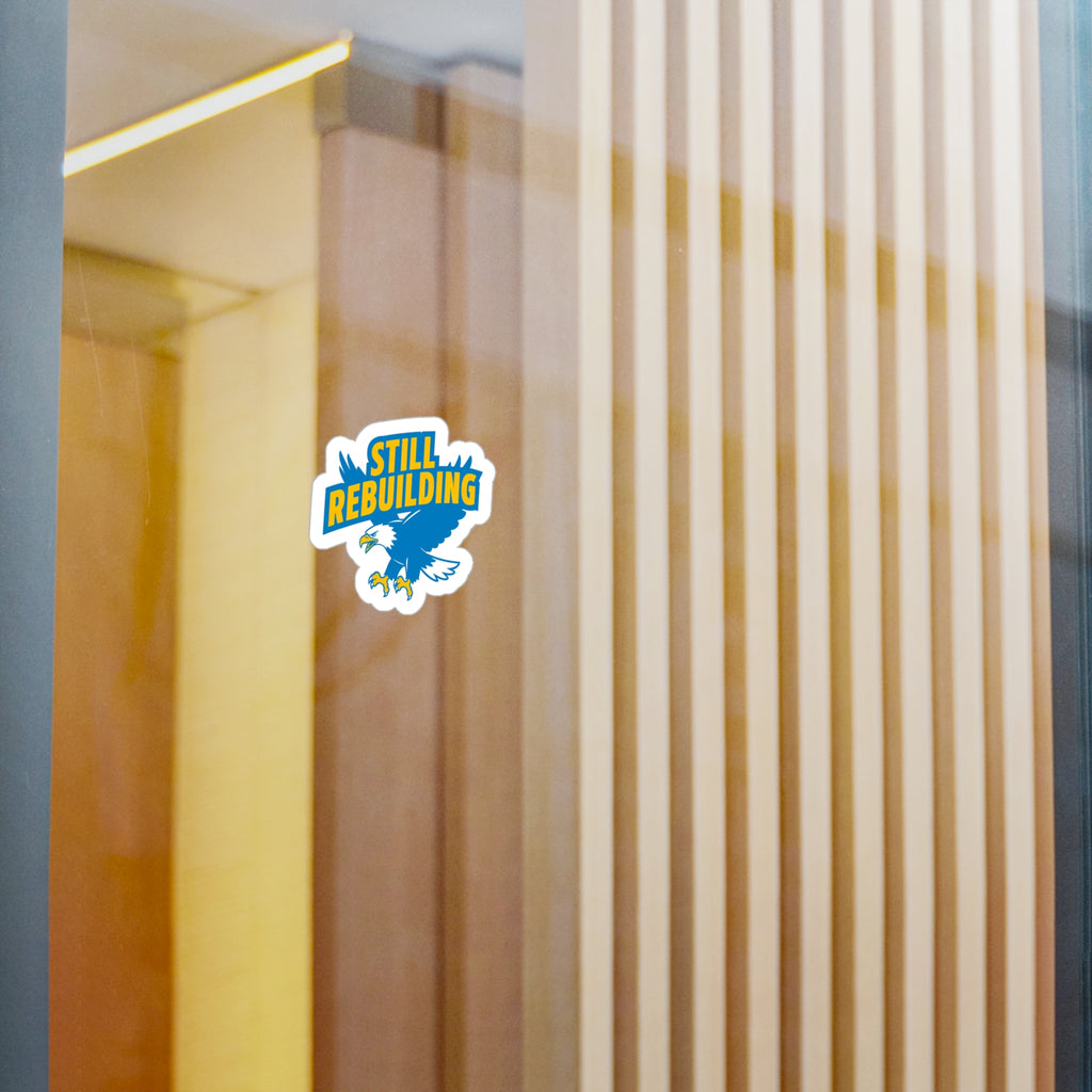 West Coast Eagles “Still Rebuilding” Sticker – Blue & Gold AFL Fan Decal