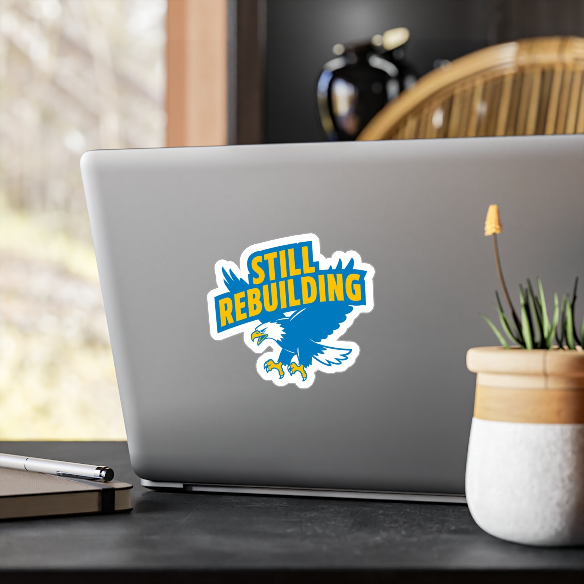 West Coast Eagles “Still Rebuilding” Sticker – Blue & Gold AFL Fan Decal
