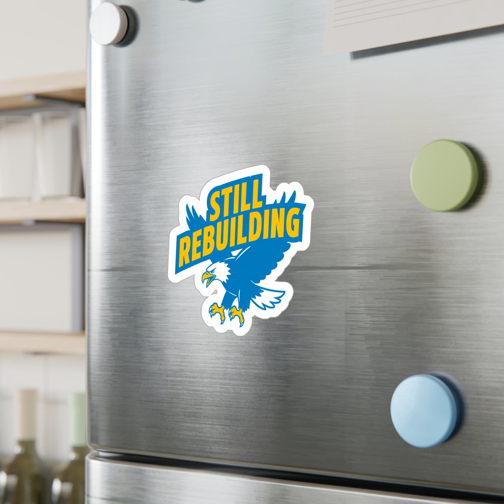 West Coast Eagles “Still Rebuilding” Sticker – Blue & Gold AFL Fan Decal