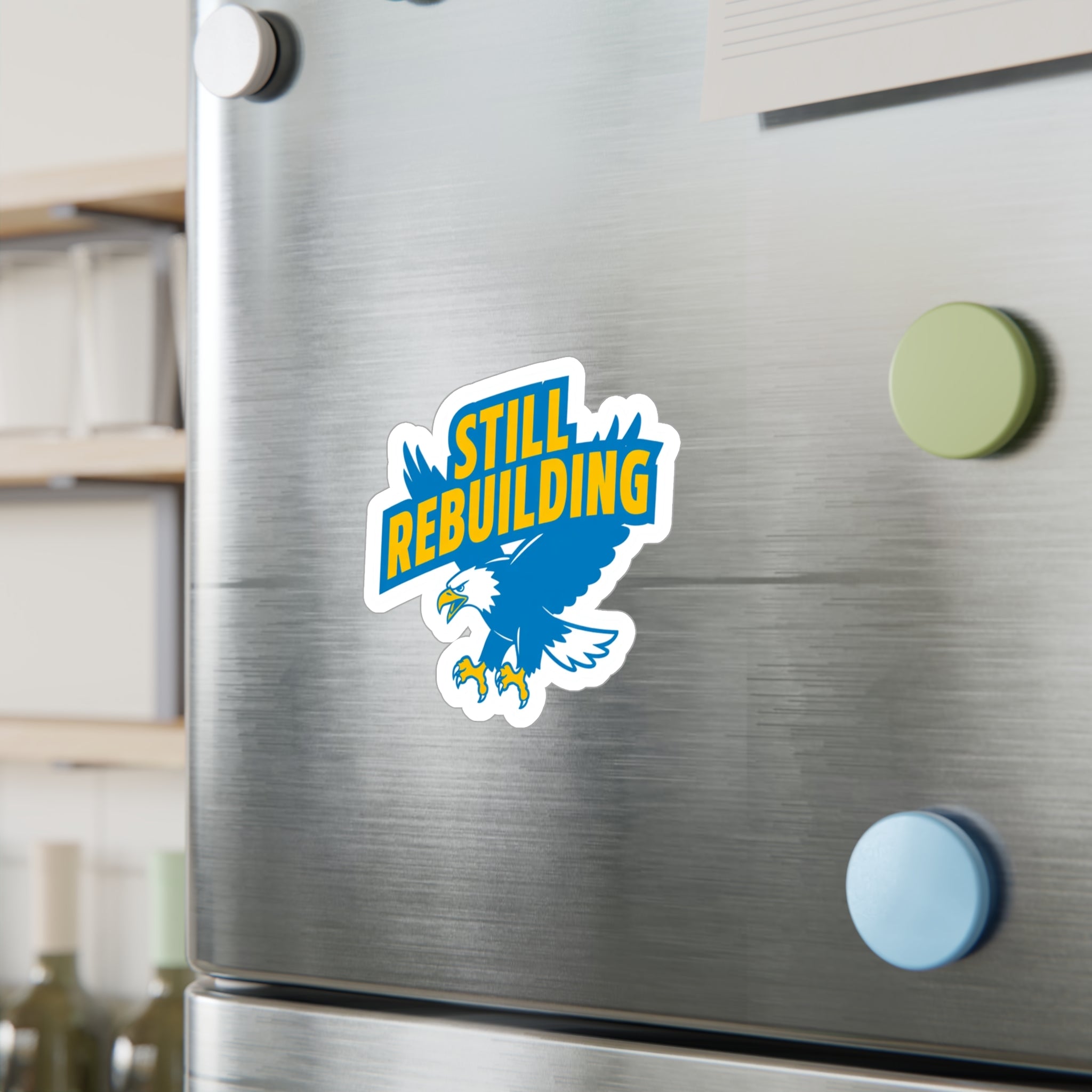 West Coast Eagles “Still Rebuilding” Sticker – Blue & Gold AFL Fan Decal