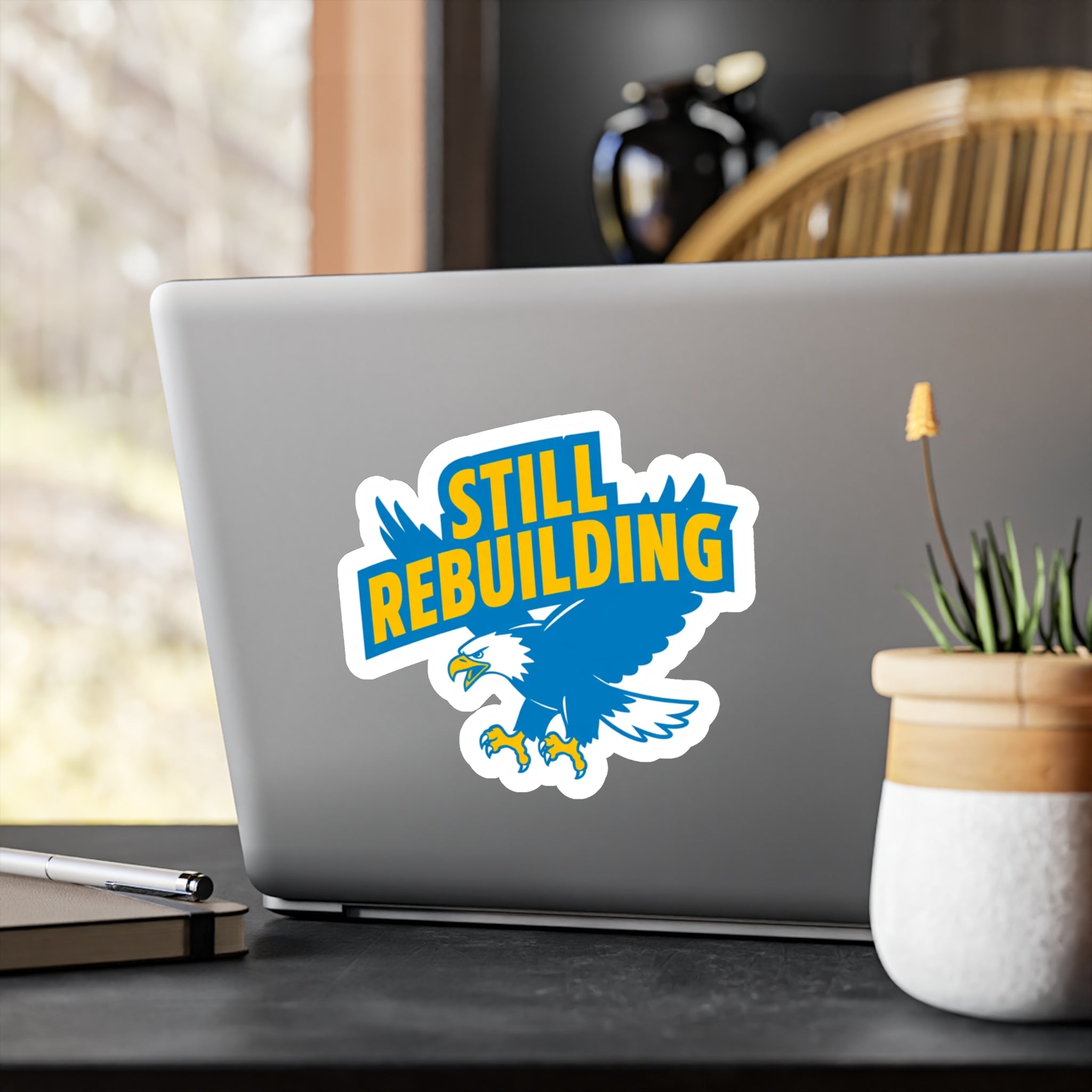 West Coast Eagles “Still Rebuilding” Sticker – Blue & Gold AFL Fan Decal