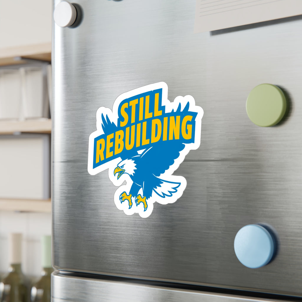 West Coast Eagles “Still Rebuilding” Sticker – Blue & Gold AFL Fan Decal