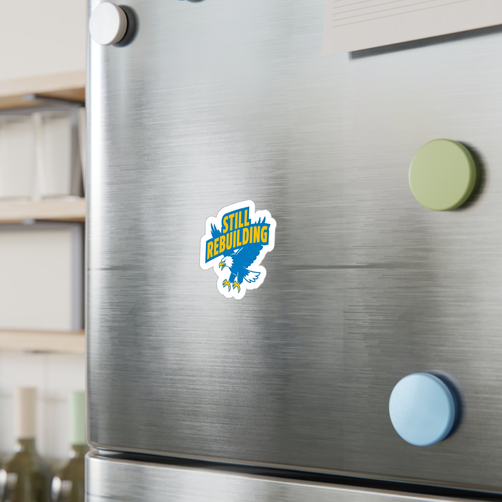 West Coast Eagles “Still Rebuilding” Sticker – Blue & Gold AFL Fan Decal